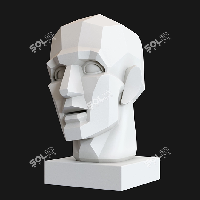 Gudon Gypsum Head Sculpture 3D model image 4