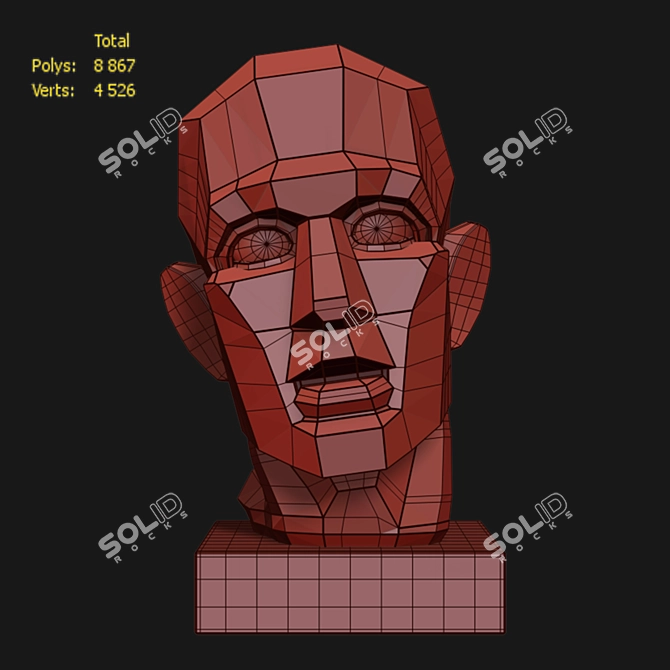 Gudon Gypsum Head Sculpture 3D model image 5