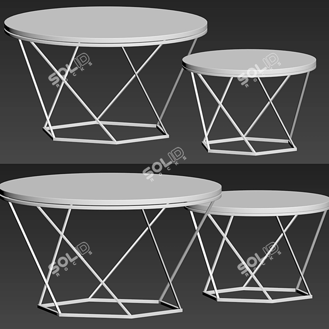 Indiskie Gold Brass Nesting Coffee Table 3D model image 2