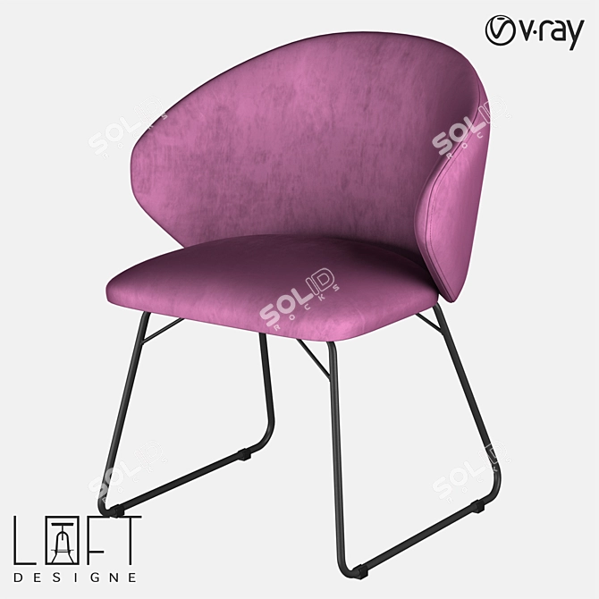 Modern Metal and Fabric Chair 3D model image 1
