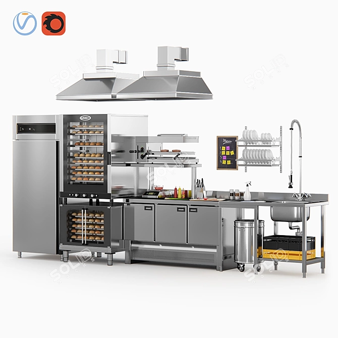Cafe Equipment Combo Set 3D model image 1