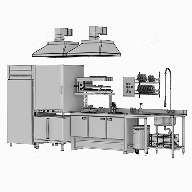 Cafe Equipment Combo Set 3D model image 5