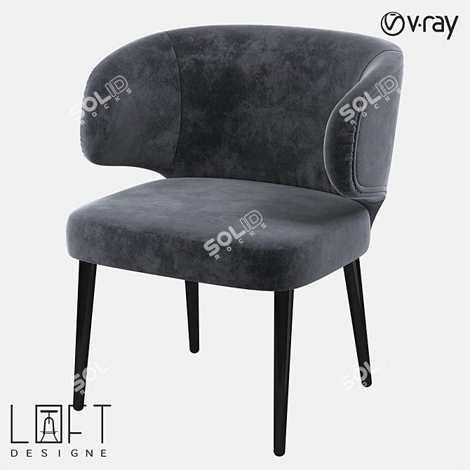 LoftDesigne Chair 32814: Stylish Wood and Fabric Seating 3D model image 1