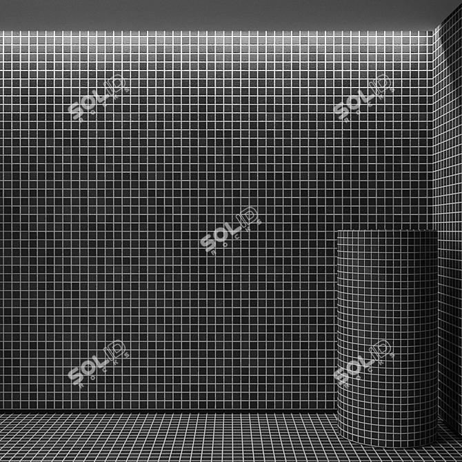 Elegant Black Mosaic Tiles 3D model image 1