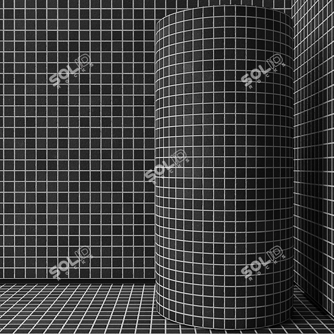 Elegant Black Mosaic Tiles 3D model image 2