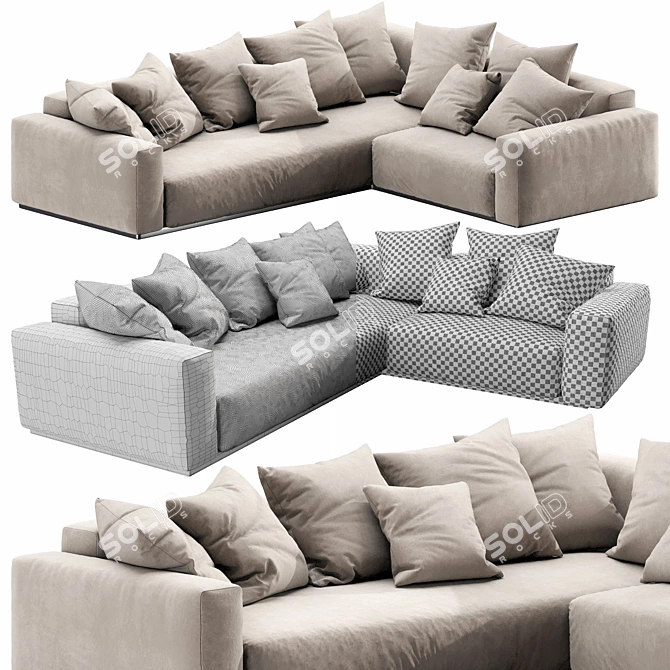 Sleek Flexform Lario Sofa 3D model image 3
