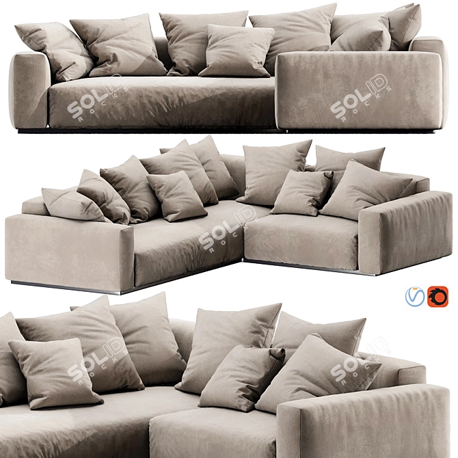 Sleek Flexform Lario Sofa 3D model image 5