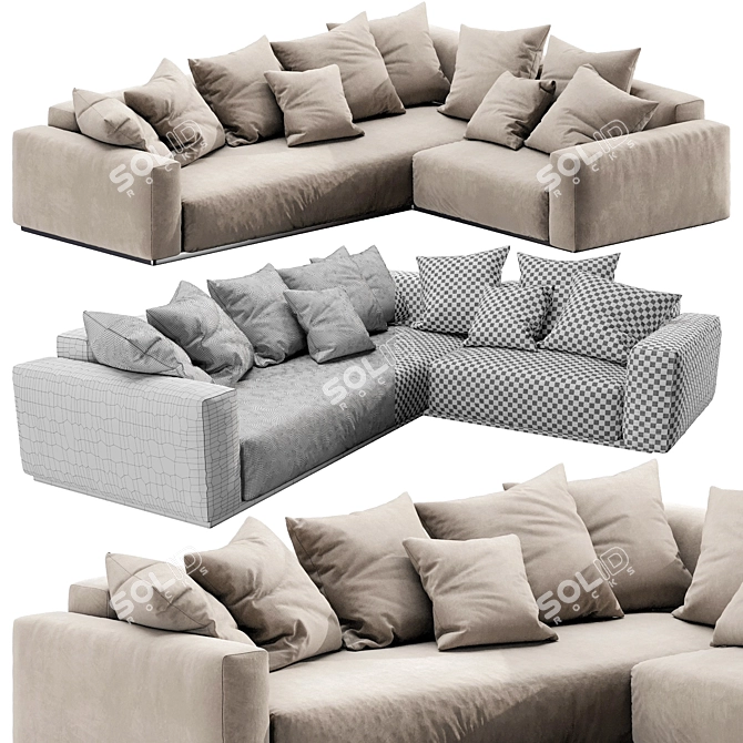 Sleek Flexform Lario Sofa 3D model image 7