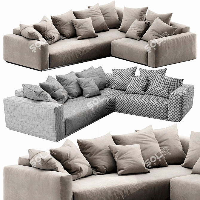 Sleek Flexform Lario Sofa 3D model image 10