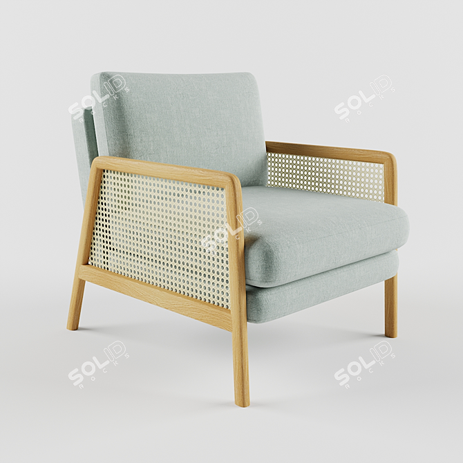 Chic Cane Accent Armchair 3D model image 1