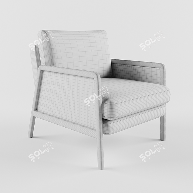 Chic Cane Accent Armchair 3D model image 2