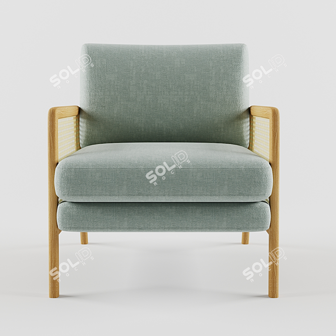 Chic Cane Accent Armchair 3D model image 3