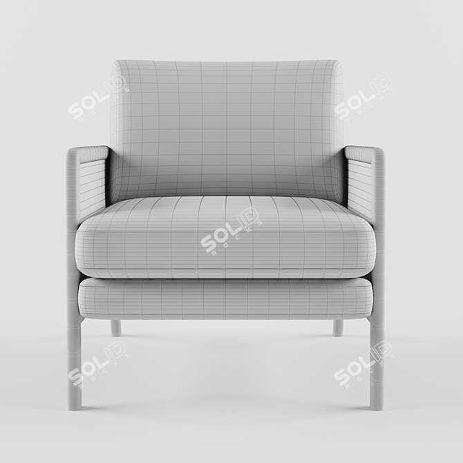 Chic Cane Accent Armchair 3D model image 4