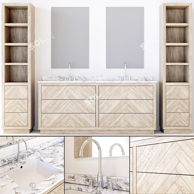 Restored Elegance: RH Bathroom Furniture 3D model image 2