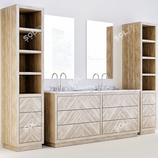 Restored Elegance: RH Bathroom Furniture 3D model image 4