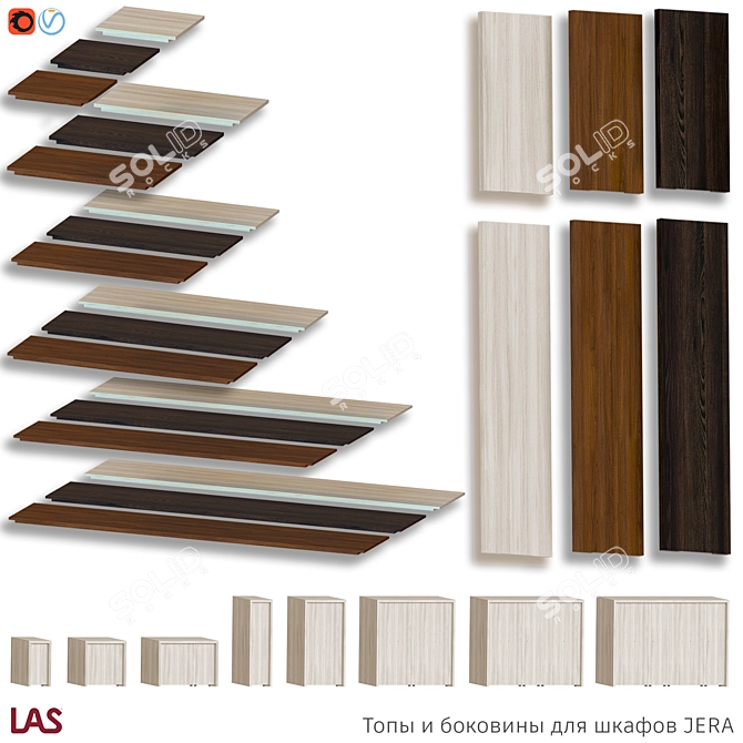 OM Document Cabinets L900mm H1583mm: JERA Tops & Sides Set 3D model image 3