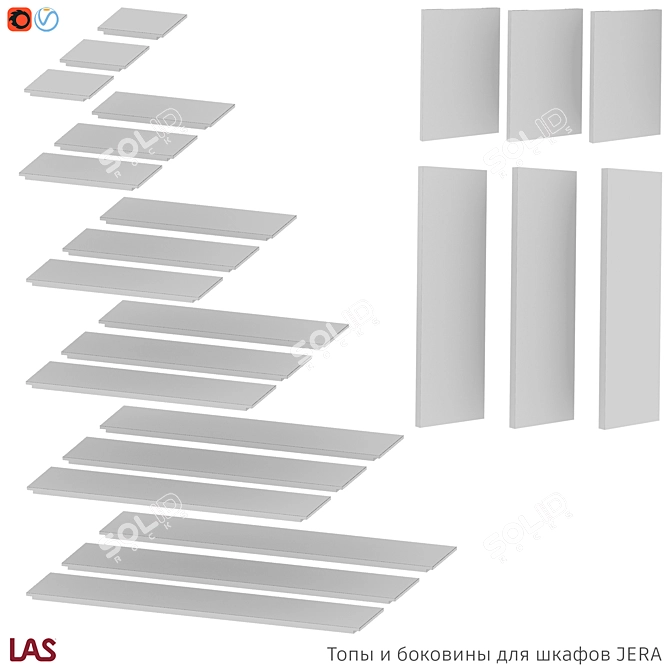 OM Document Cabinets L900mm H1583mm: JERA Tops & Sides Set 3D model image 4