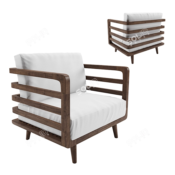 Elegant Wood Sofa 3D model image 1