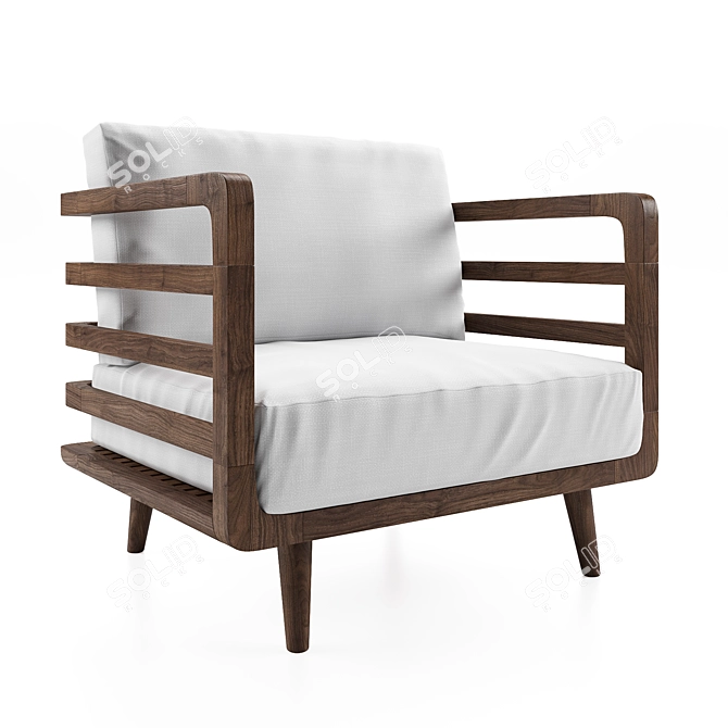 Elegant Wood Sofa 3D model image 2