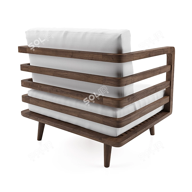 Elegant Wood Sofa 3D model image 3