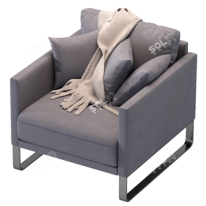 Rolled Cushion Luxury Chair 3D model image 2