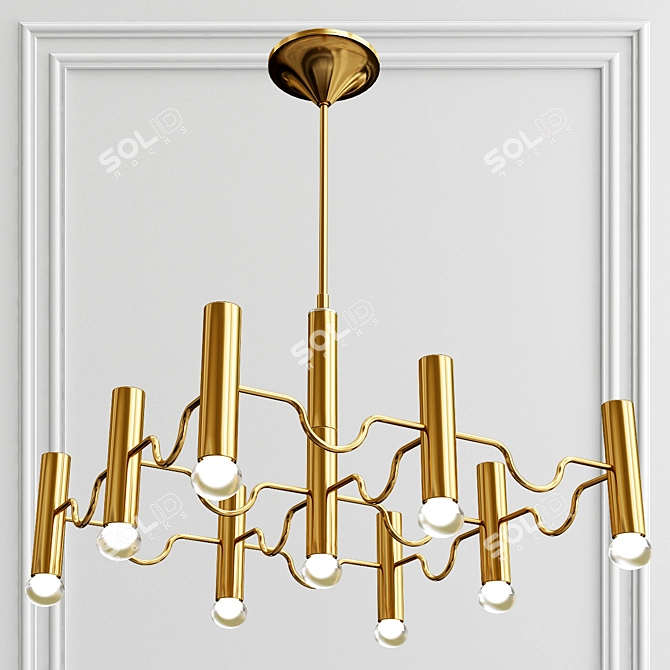 Retro Italian Gold Chandelier 3D model image 2