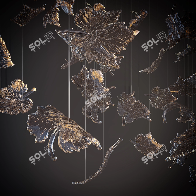 Nature's Elegance: Leafy Glass Chandelier 3D model image 1