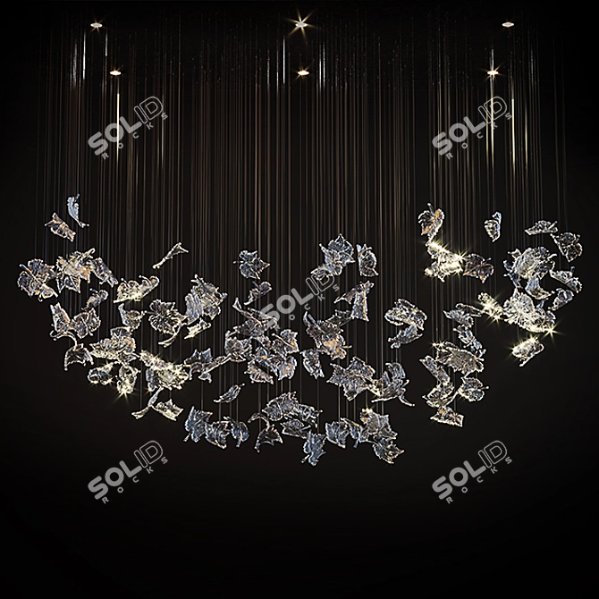 Nature's Elegance: Leafy Glass Chandelier 3D model image 2