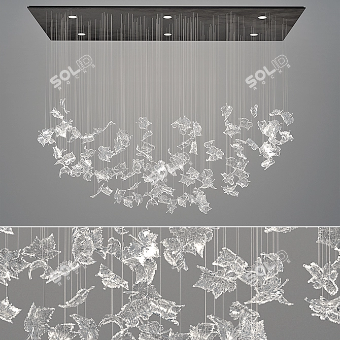 Nature's Elegance: Leafy Glass Chandelier 3D model image 4