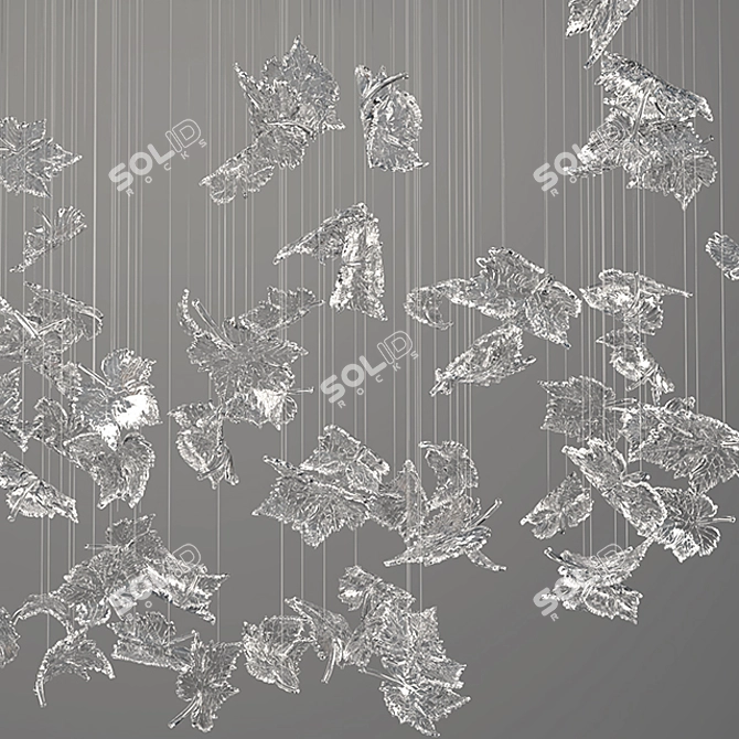 Nature's Elegance: Leafy Glass Chandelier 3D model image 5