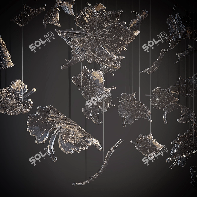 Nature's Elegance: Leafy Glass Chandelier 3D model image 7