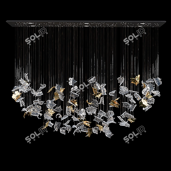 Nature's Elegance: Leafy Glass Chandelier 3D model image 9