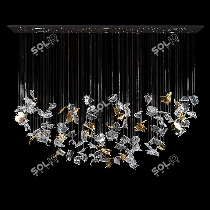 Nature's Elegance: Leafy Glass Chandelier 3D model image 12