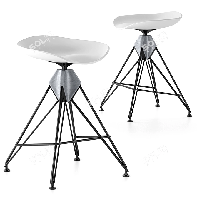 Sleek Industrial Counter Stool 3D model image 1