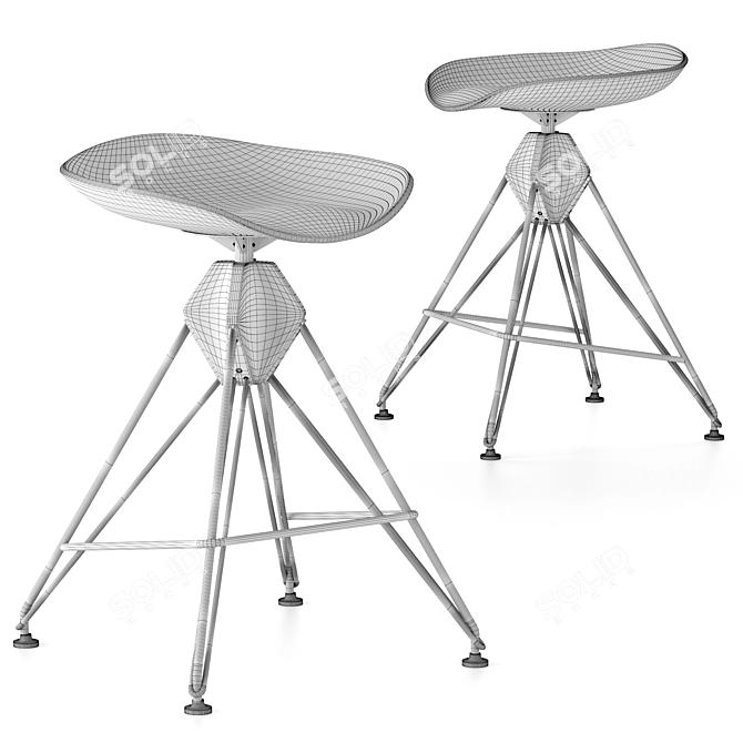 Sleek Industrial Counter Stool 3D model image 2