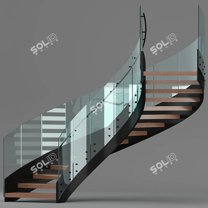 Elegant Donyavi Half Circle Stair 3D model image 2