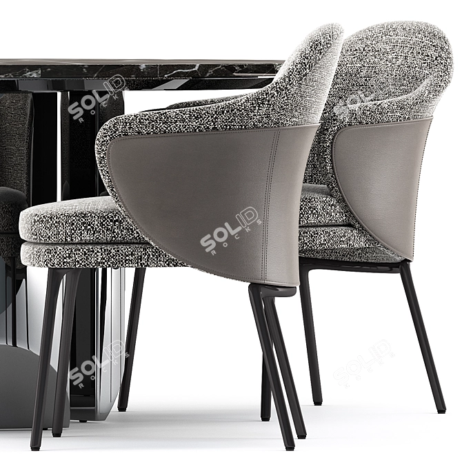 Elegant Angie Chair & Wedge Table by Minotti 3D model image 2