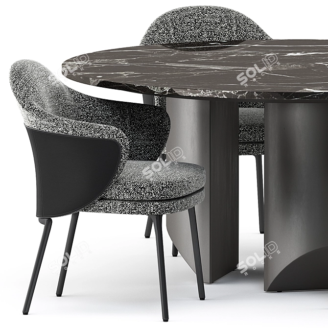 Elegant Angie Chair & Wedge Table by Minotti 3D model image 3