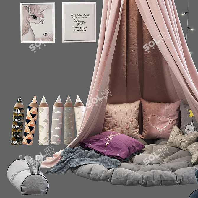 Dreamy Kids Canopy with Decor 3D model image 2