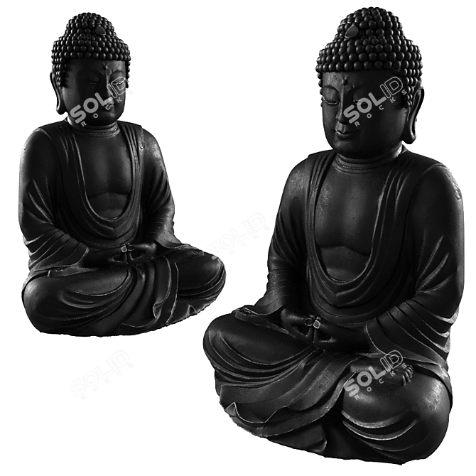 Elegant Buddha Metal Statue 3D model image 1