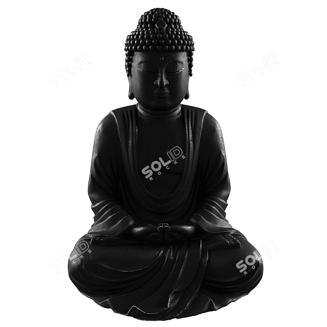 Elegant Buddha Metal Statue 3D model image 2