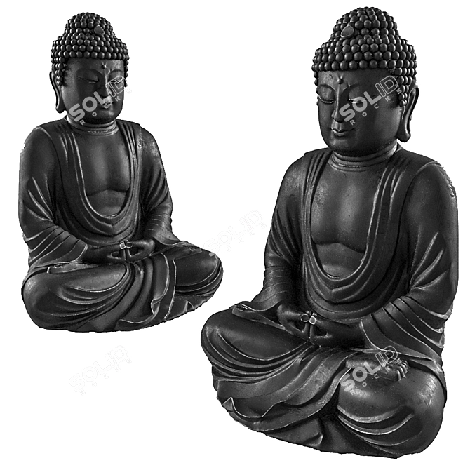 Elegant Buddha Metal Statue 3D model image 5