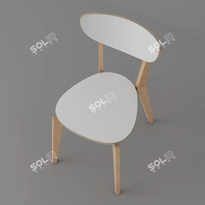 Modern Birch Kitchen Chair 3D model image 2