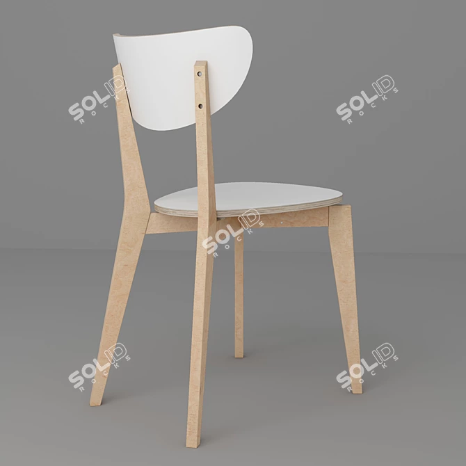 Modern Birch Kitchen Chair 3D model image 3