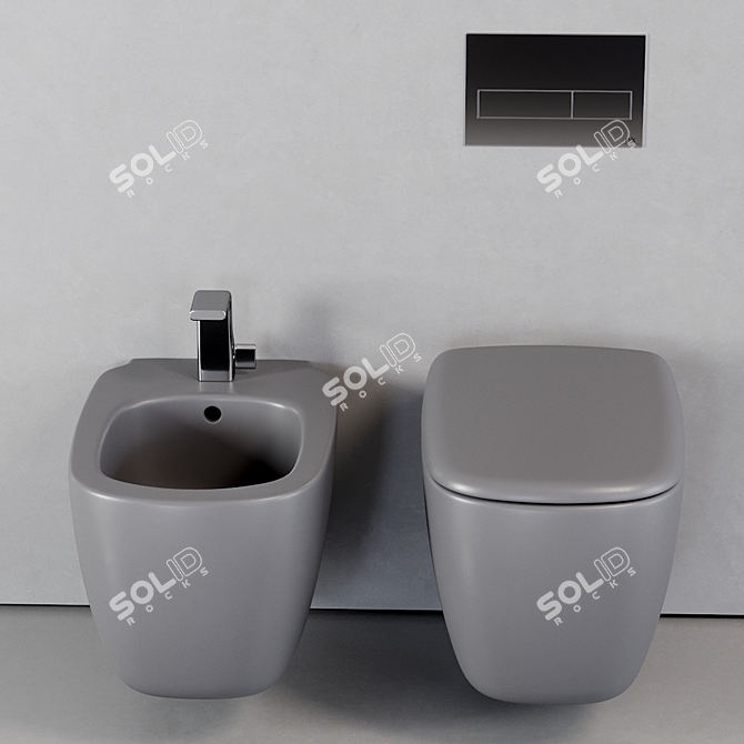 Flaminia Mono Wall-Hung WC & Bidet 3D model image 3