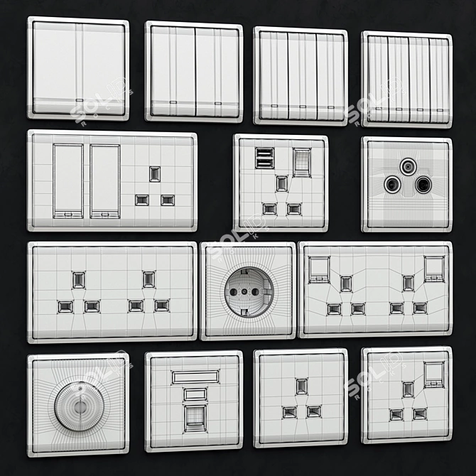Elegant and Versatile Schneider Pieno White Switches & Sockets 3D model image 2