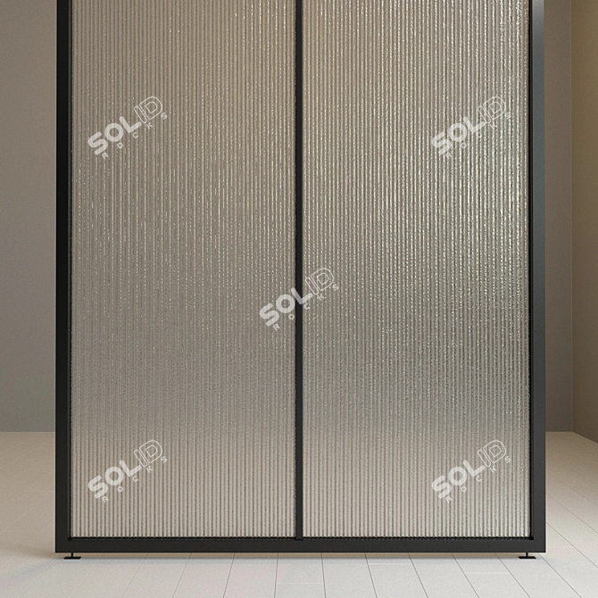 Customizable Glass Partition with Metal Frame and Textured Glass - 62 3D model image 3