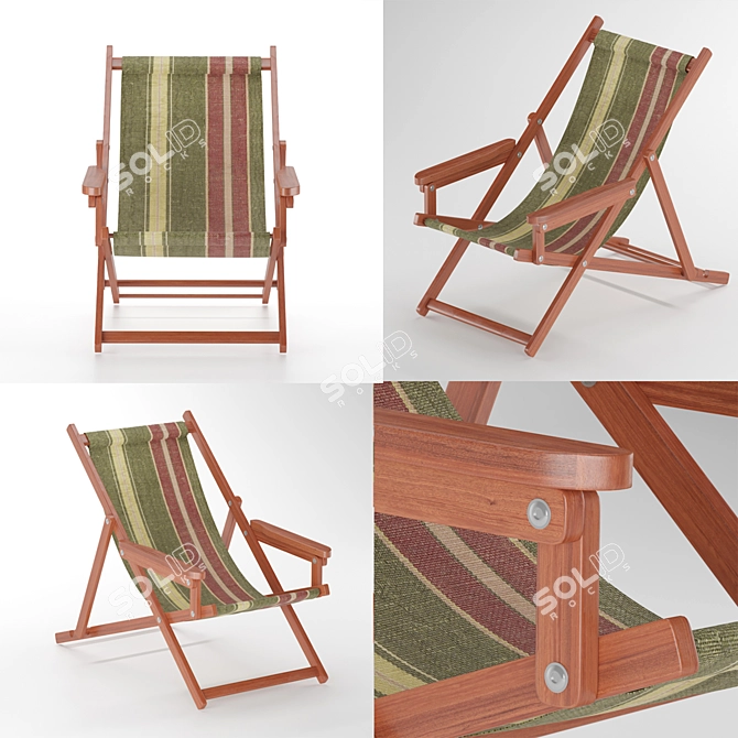 Wooden Beach Chair. Lightweight and Sturdy. 3D model image 1