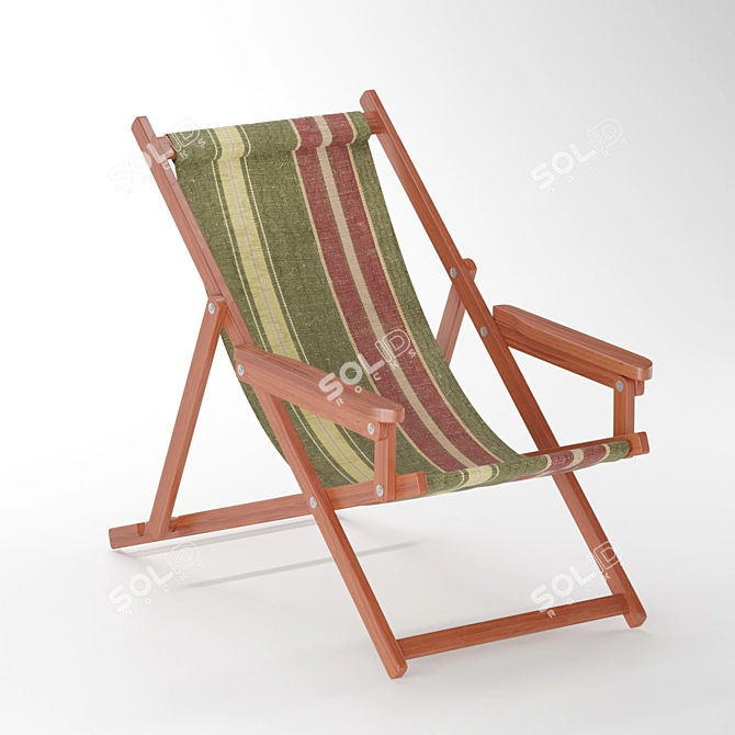 Wooden Beach Chair. Lightweight and Sturdy. 3D model image 2
