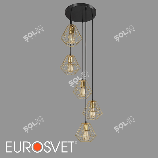 TK Lighting Diamond Gold Pendant Lamp - Elegant and Dazzling 3D model image 1